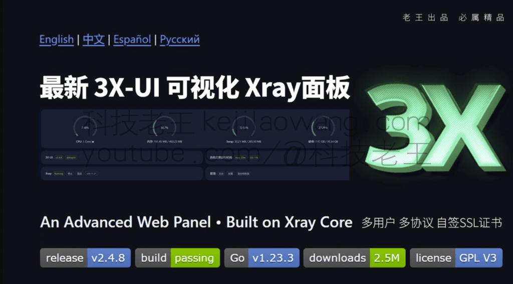 Nieuwste 3X-UI Visual Xray Panel Met één klik snel V2ray bouwen Gedetailleerde details One Stop Tutorial voor blanken