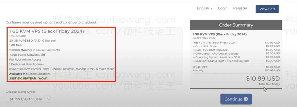 RackNerd VPS 最具性价比的服务器，约10美金/年 1Gbps/2000G/月